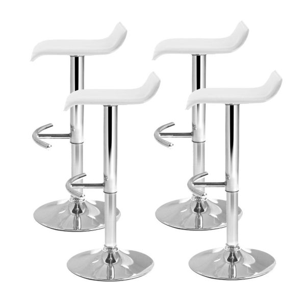 Artiss 4x Bar Stools Adjustable Gas Lift Chairs White Sale