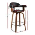 Artiss 2x Bar Stools Leather Seat Wooden Legs For Sale