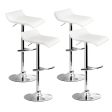 Artiss 4x Bar Stools Adjustable Gas Lift Chairs White Sale