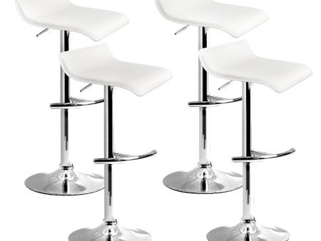 Artiss 4x Bar Stools Adjustable Gas Lift Chairs White Sale