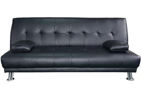 Sarantino Manhattan Sofa Bed Faux Leather Lounge Couch Futon Furniture Suite - Black Online