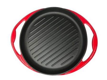 SOGA Enamel porcelain Cast Iron Frying Pan Skillet Non-stick Coating Steak Sizzle Platter 26cm Cheap