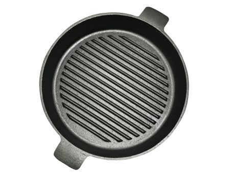 SOGA 26cm Round Ribbed Cast Iron Frying Pan Skillet Steak Sizzle Platter with Handle Online Hot Sale