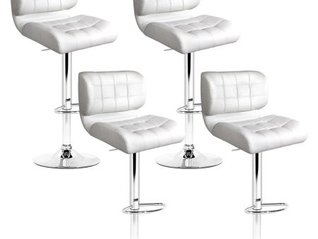 Artiss 4x Bar Stools Gas Lift Leather Padded White Online Hot Sale