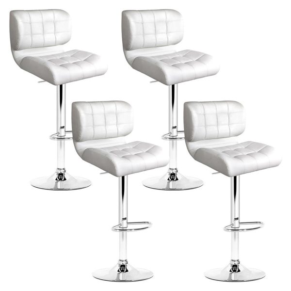 Artiss 4x Bar Stools Gas Lift Leather Padded White Online Hot Sale