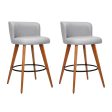 Artiss 2x Bar Stools Linen Padded Wooden Grey Discount