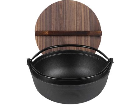 SOGA 29cm Cast Iron Japanese Style Sukiyaki Tetsu Nabe Shabu Hot Pot with Wooden Lid Discount