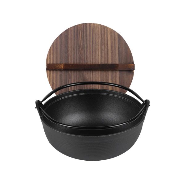 SOGA 29cm Cast Iron Japanese Style Sukiyaki Tetsu Nabe Shabu Hot Pot with Wooden Lid Discount