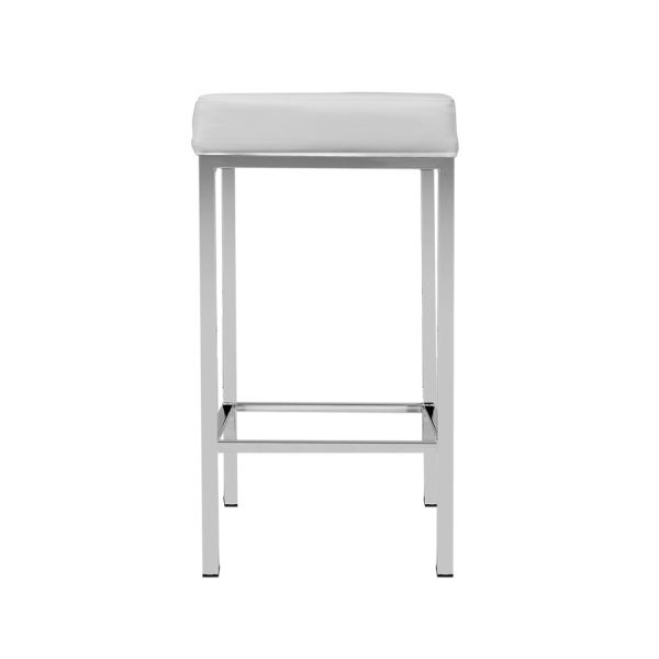 Artiss 2x Bar Stools Leather Padded Metal White Fashion