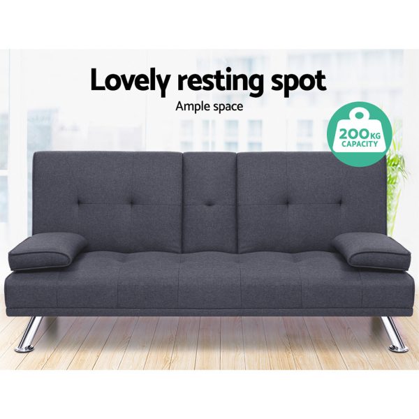 Artiss Sofa Bed 175CM Dark Grey Fabric Online Hot Sale