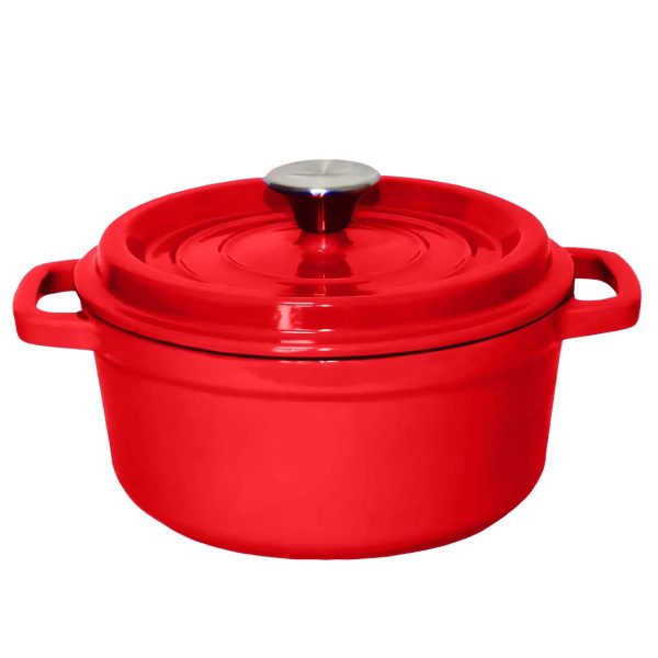 SOGA Cast Iron Enamel Porcelain Stewpot Casserole Stew Cooking Pot With Lid 2.7L Red 22cm For Sale