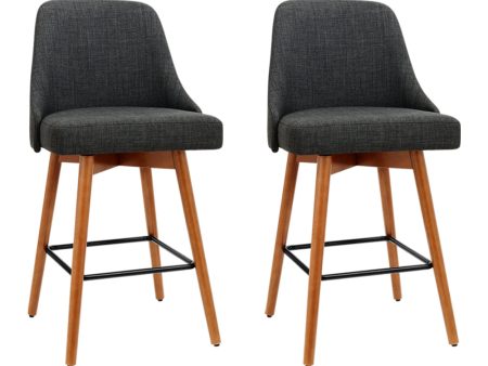 Artiss 2x Bar Stools Swivel Seat Wooden Charcoal Online Hot Sale