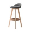 Artiss 2x Bar Stools Padded Linen Wooden Grey Online