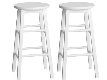 Artiss 2x Bar Stools Round Chairs Wooden White For Cheap