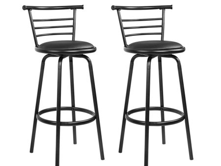 Artiss 2x Bar Stools Swivel Leather Padded Metal Sale