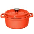 SOGA Cast Iron Enamel Porcelain Stewpot Casserole Stew Cooking Pot With Lid 3.6L Orange 24cm Sale