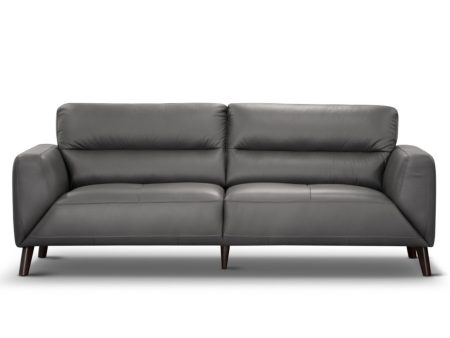 Downy  Genuine Leather Sofa 3 Seater Upholstered Lounge Couch - Gunmetal For Cheap