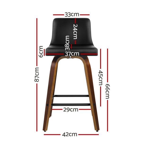 Artiss 2x Bar Stools Swivel Leather Padded Wooden Fashion