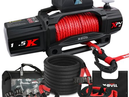 X-BULL 4WD Recovery Kit Kinetic Recovery Rope With 14500LBS Electric Winch 12V Winch 4WD 4X4 Offroad Hot on Sale