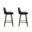 Artiss 2x Bar Stools Swivel Leather Padded Wooden Fashion