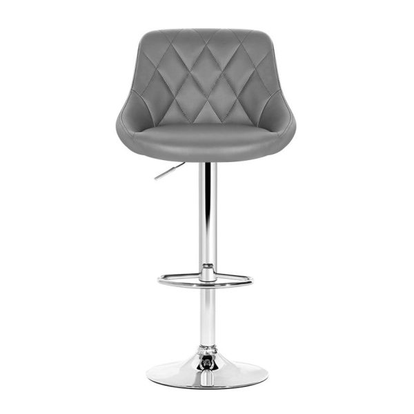 Artiss 4x Bar Stools Leather Padded Gas Lift Grey For Discount