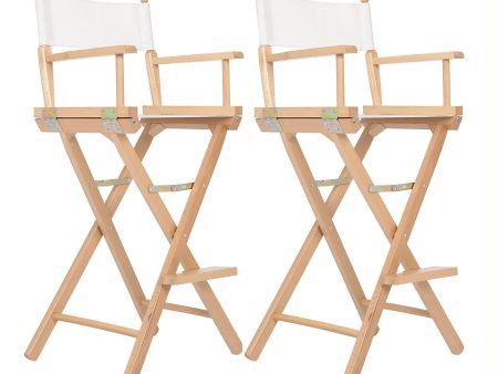 2X Director Movie Folding Tall Chair 76cm Beech WOOD HUMOR Online Hot Sale