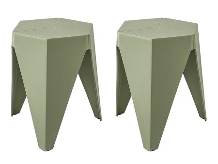 Artiss 2x Bar Stools Puzzle Plastic Foot Stool Green Fashion