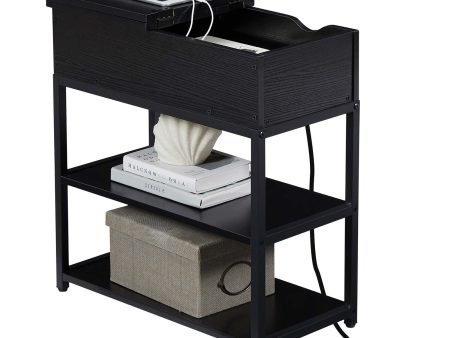 Casadiso Sofa Side Table with Integrated Charging Station - Multi-Tier Black Side Table with Built-in Power Board (Casadiso Saiph Pro) on Sale