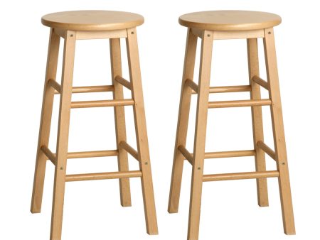 Artiss 2x Bar Stools Round Chairs Wooden Nature Supply