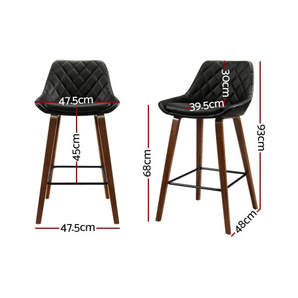 Artiss 2x Bar Stools PU Seat Wooden Fashion