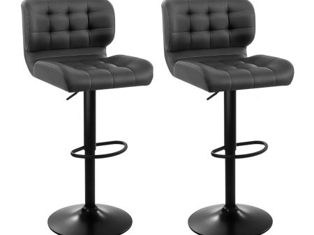 Artiss 2x Bar Stools Gas Lift Leather Padded Grey Discount