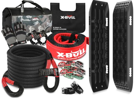 X-BULL Recovery Kit Kinetic Recovery Rope Snatch Strap   2PCS Recovery Tracks 4WD Gen2.0 For Cheap