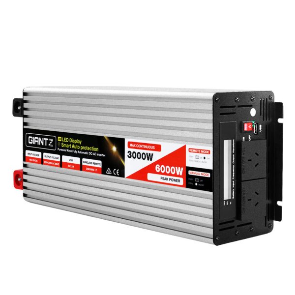 Giantz Power Inverter 3000W or 6000W Pure Sine Wave 12V-240V Camping Boat Caravan Sale