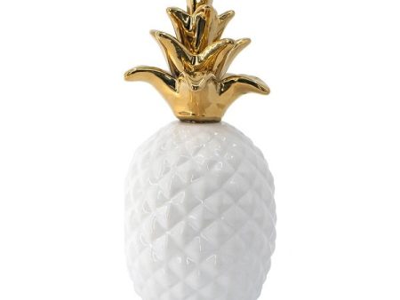 White Pineapple Ornament with a Gold Crown 17cm. With a gold crown For Discount