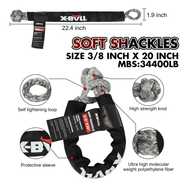 X-BULL 4WD Recovery Kit Kinetic Recovery Rope With 14500LBS Electric Winch 12V Winch 4WD 4X4 Offroad Hot on Sale