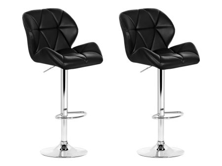 Artiss 2x Bar Stools Gas Lift Padded Leather Black Online Hot Sale