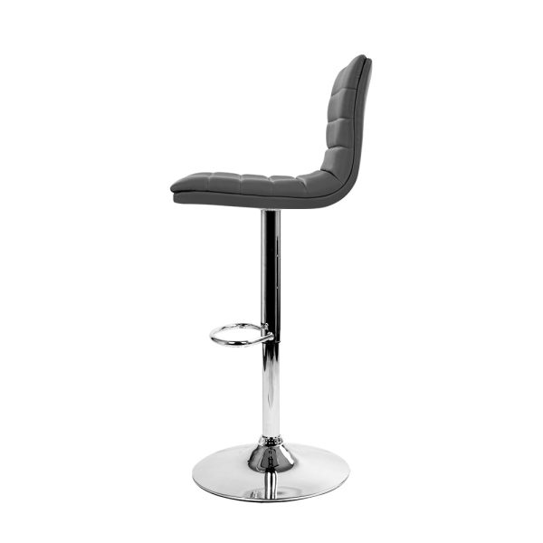 Artiss 2x Bar Stools Padded Leather Gas Lift Grey Online Hot Sale