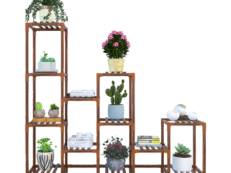 Indoor Outdoor Garden Plant Stand Planter Flower Pot Shelf Wooden Shelving - 12 Shelves Cheap