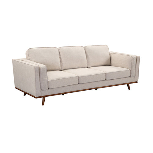 3+2 Seater Sofa Beige Fabric Lounge Set for Living Room Couch with Wooden Frame Supply