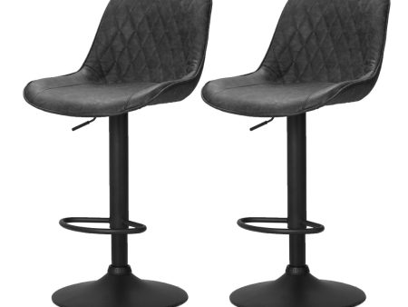 Artiss 2x Bar Stools Gas Lift Vintage Leather Black For Cheap