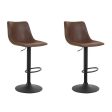 Artiss 2x Bar Stools Vintage Leather Swivel Gas Lift Brown For Discount