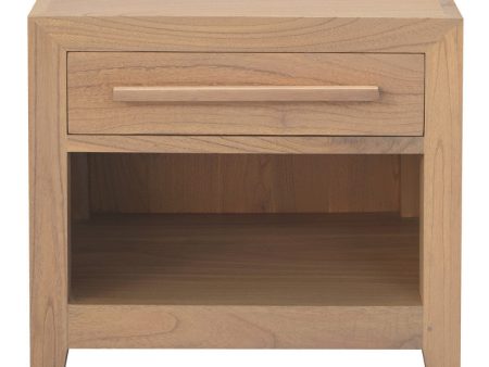 Dion 1-Drawer Solid Mindi Bedside Table (Natural) Online