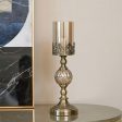 SOGA 42cm Glass Candle Holder Candle Stand Glass Metal on Sale