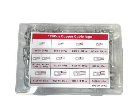 120 Pcs Copper Cable Lugs Electrical Battery Ring Terminal Connectors SC6-SC50 Sale