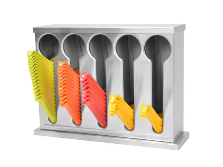 SOGA Stainless Steel Buffet Restaurant Spoon Utensil Holder Storage Rack 5 Holes For Discount