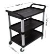 SOGA 3 Tier Food Trolley Food Waste Cart Storage Mechanic Kitchen Black 83.5x43x95cm Small Fashion