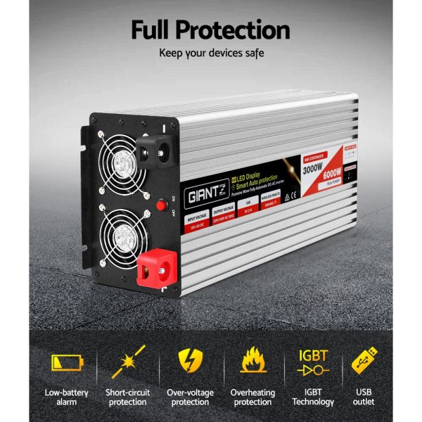 Giantz Power Inverter 3000W or 6000W Pure Sine Wave 12V-240V Camping Boat Caravan Sale