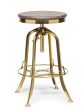 Industrial Height Adjustable Swivel Bar Stool with Oak Wood Top - Gold Finish Cheap