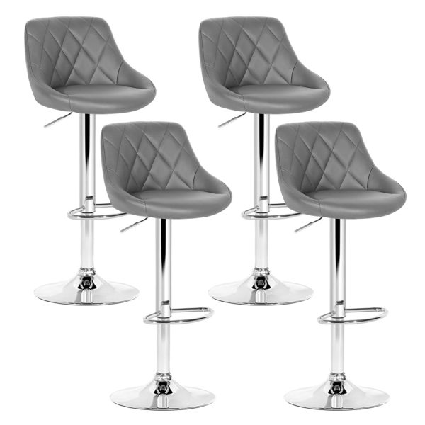 Artiss 4x Bar Stools Leather Padded Gas Lift Grey For Discount