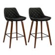 Artiss 2x Bar Stools PU Seat Wooden Fashion